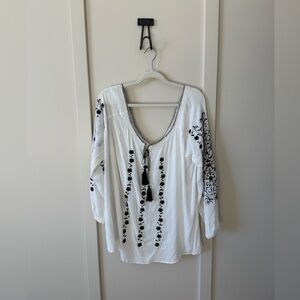 Tory Burch Top Womens Size small Tunic Embroidered Beachwear Cover Up Hippie